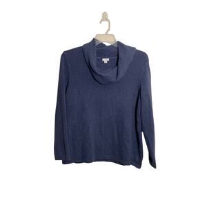 J Jill Sweater Women's Large Waffle Knit Tunic Cowl Neck Blue Purple Cozycore